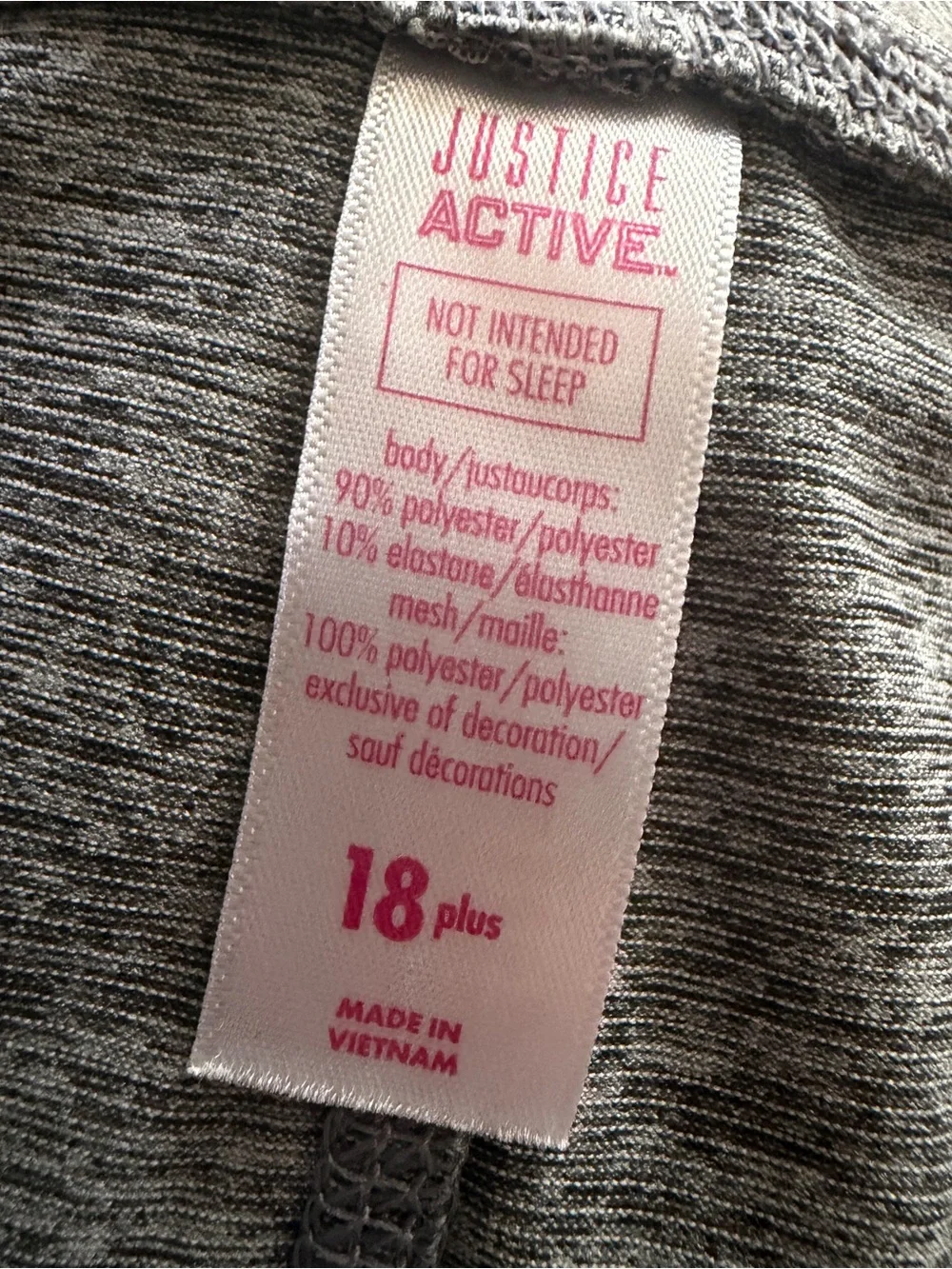 Justice Active Black Pink Leggings Size 18 plus